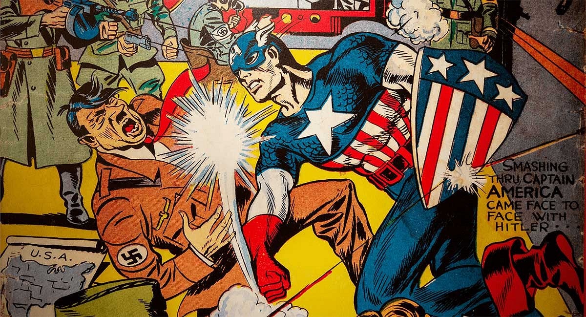 Captain America (1941) #1 cover showing Captain American punching Hitler