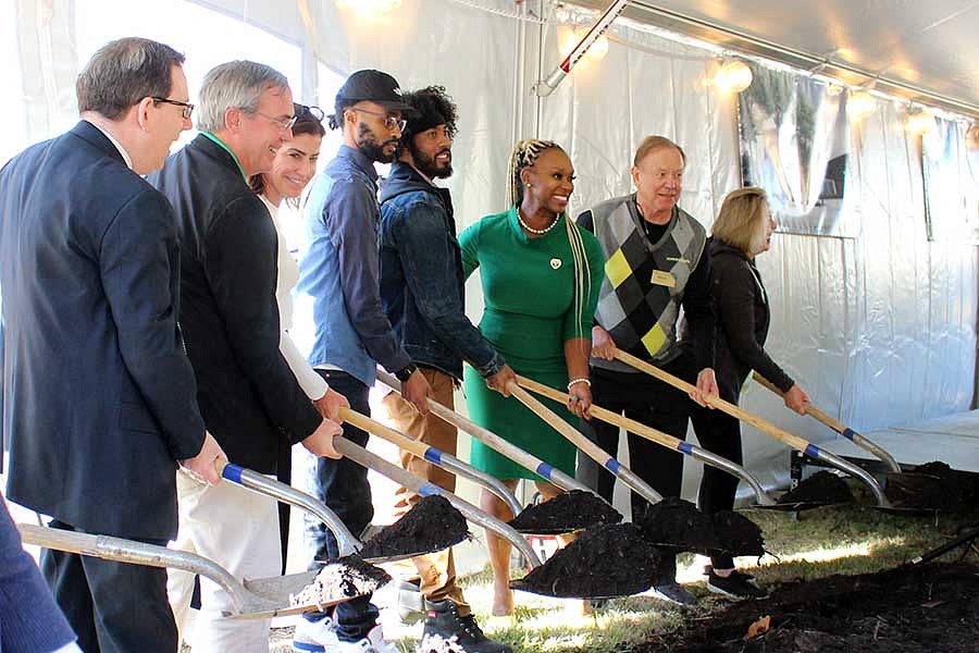 Stakeholders with shovels during the groundbreaking for the Lyllye Reynolds-Parker Black Cultural Center