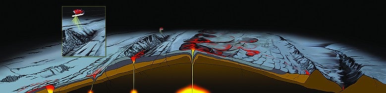 Illustration of the shallow portion of a fast-spreading mid-ocean ridge