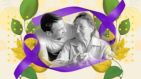 Illustration of an elder and caregiver