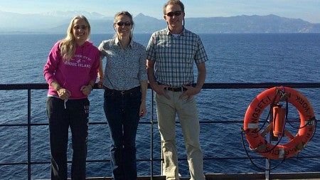 Three members of research team on board ship