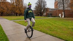 Daniel Lowd on a unicycle