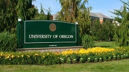 University of Oregon sign near campus entrance