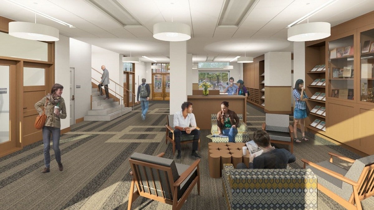Graphic rendering of the first floor hearth in the Chapman Hall remodel