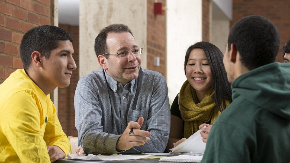 Students meet with an advisor through the Student Support Services Program