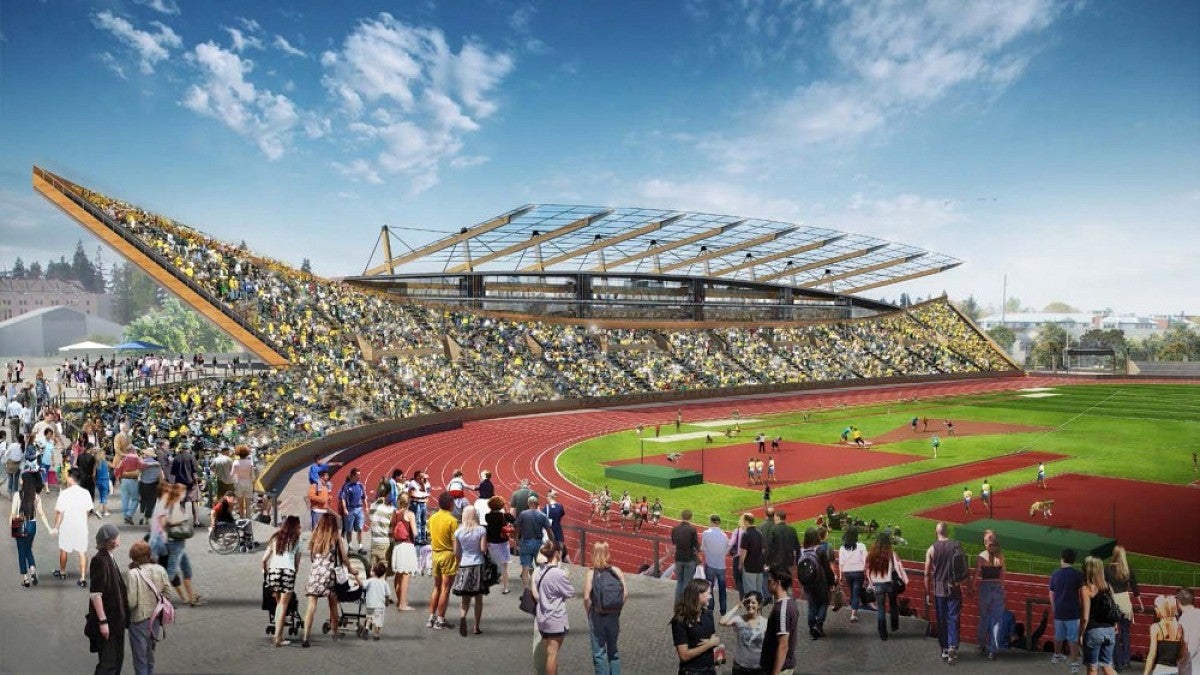 A proposed renovation and expansion of Hayward Field will be considered by the UO Board of Trustees