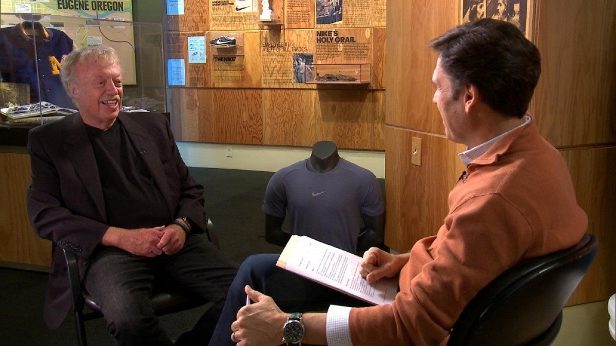 Phil Knight being interviewed for televsion (Photo credit: CBS News).