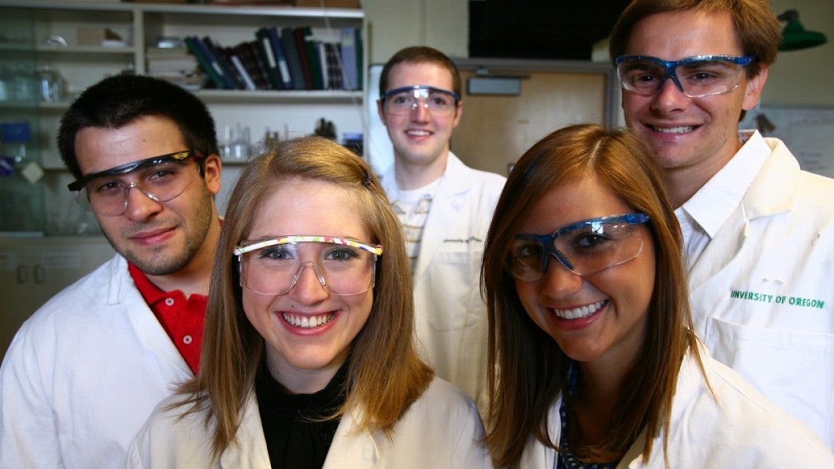 Undergraduate researchers in the lab