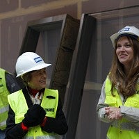 Beverly Lewis visiting construction site