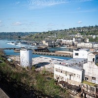 The precise locations where the trial and execution of the Cayuse Five took place were later obscured by industrial development at Willamette Falls in Oregon City. (Courtesy of Oregon Digital)