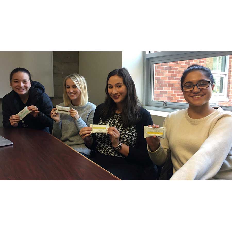 Members of the Allen Hall PR team with the client Betsy’s Bars