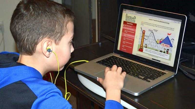 Elementary student at laptop