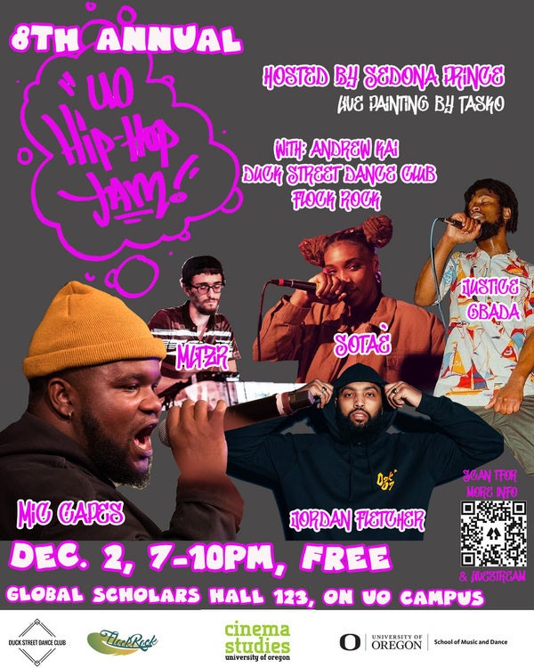 Handbill promoting the 8th Annual UO Hip Hop Jam