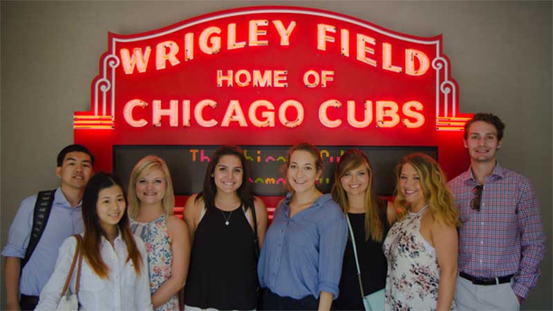 University of Oregon School of Journalism and Communications students from public relations visit Wrigley Field in Chicago