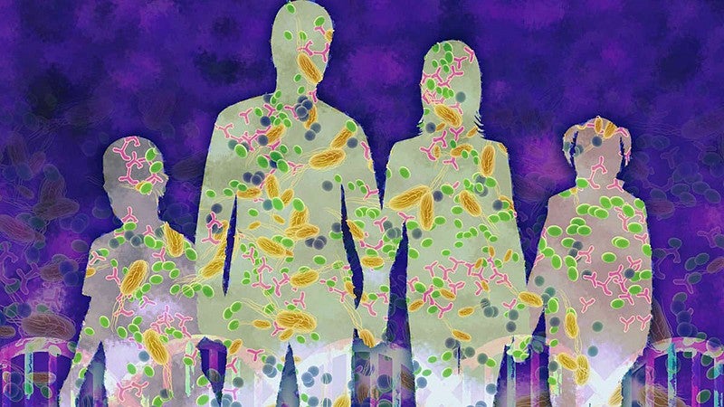 Illustration portrays the microbial makeup of human beings