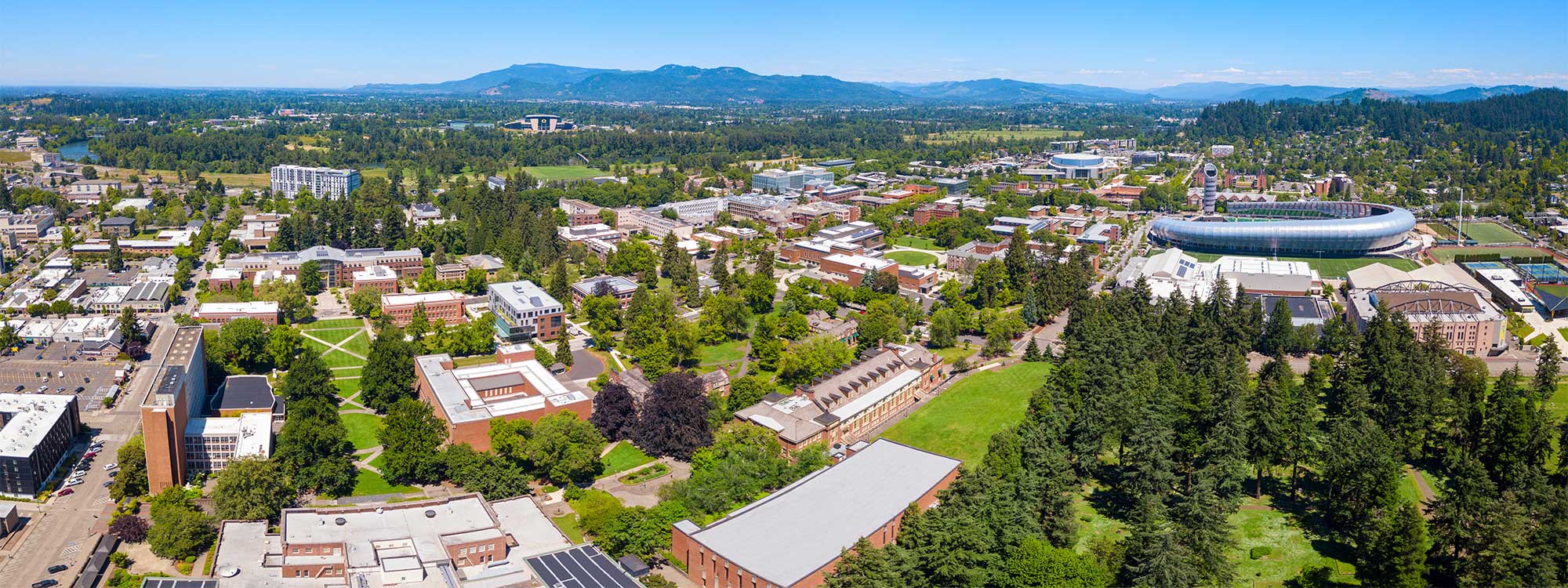 Aerial panoramic view of campus
