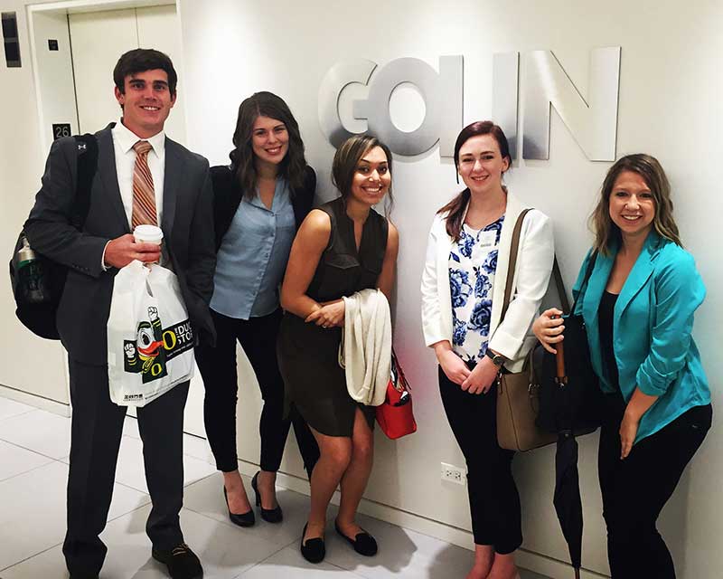 University of Oregon School of Journalism and Communications students from public relations visit Golin public relations agency in Chicago