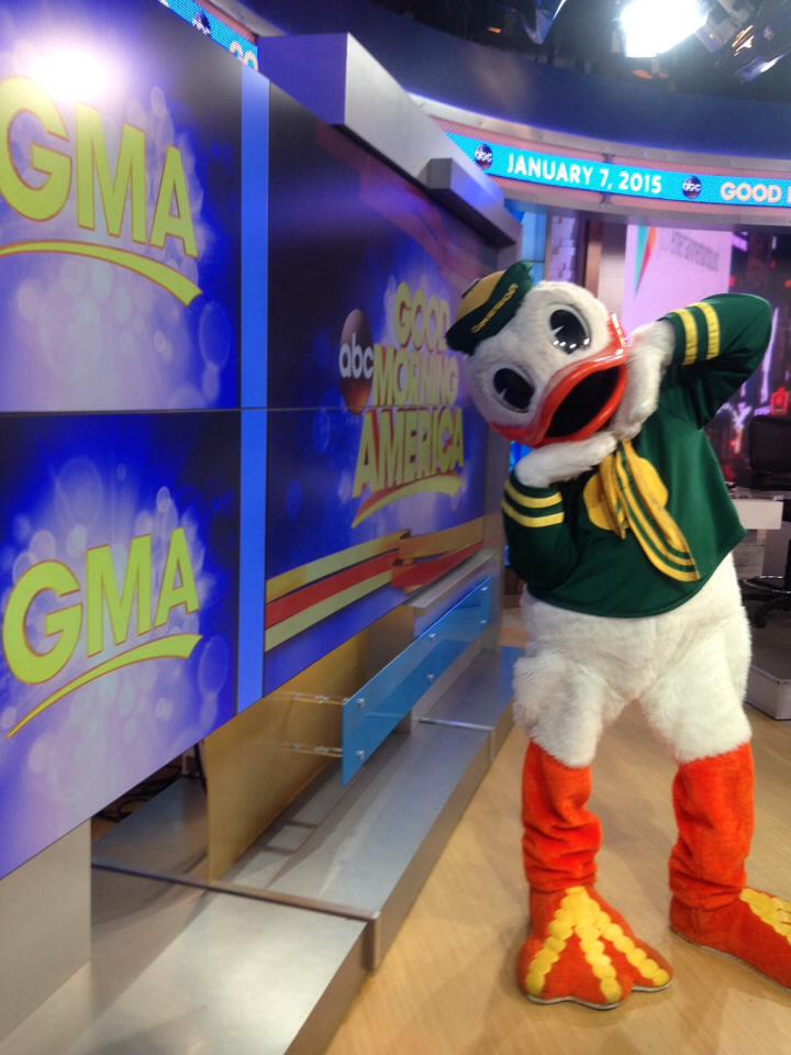 The Oregon Duck makes an appearance on Good Morning America