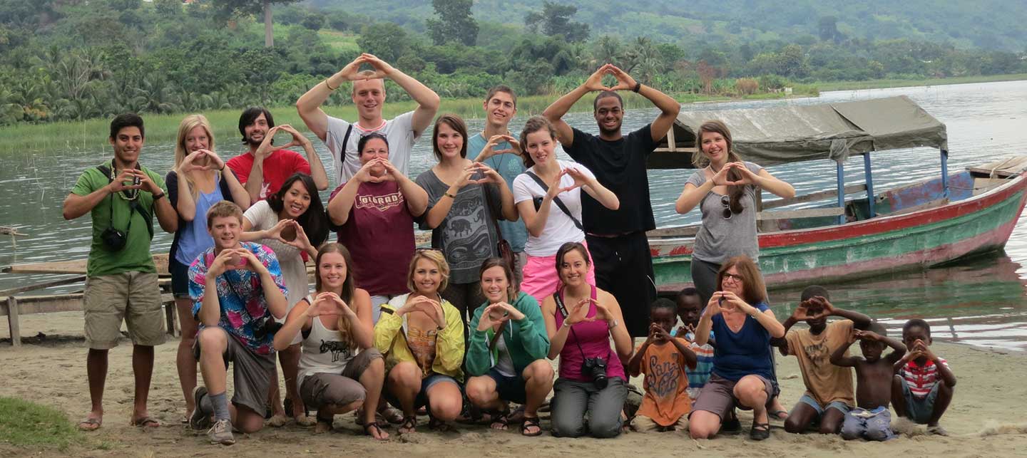 University of Oregon students in the School of Journalism and Communication’s Media in Ghana program visit Lake Bosumtwi, a sacred Lake in Ashanti culture