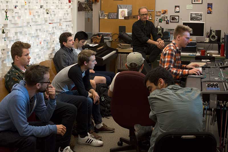 Students in the audio production studio