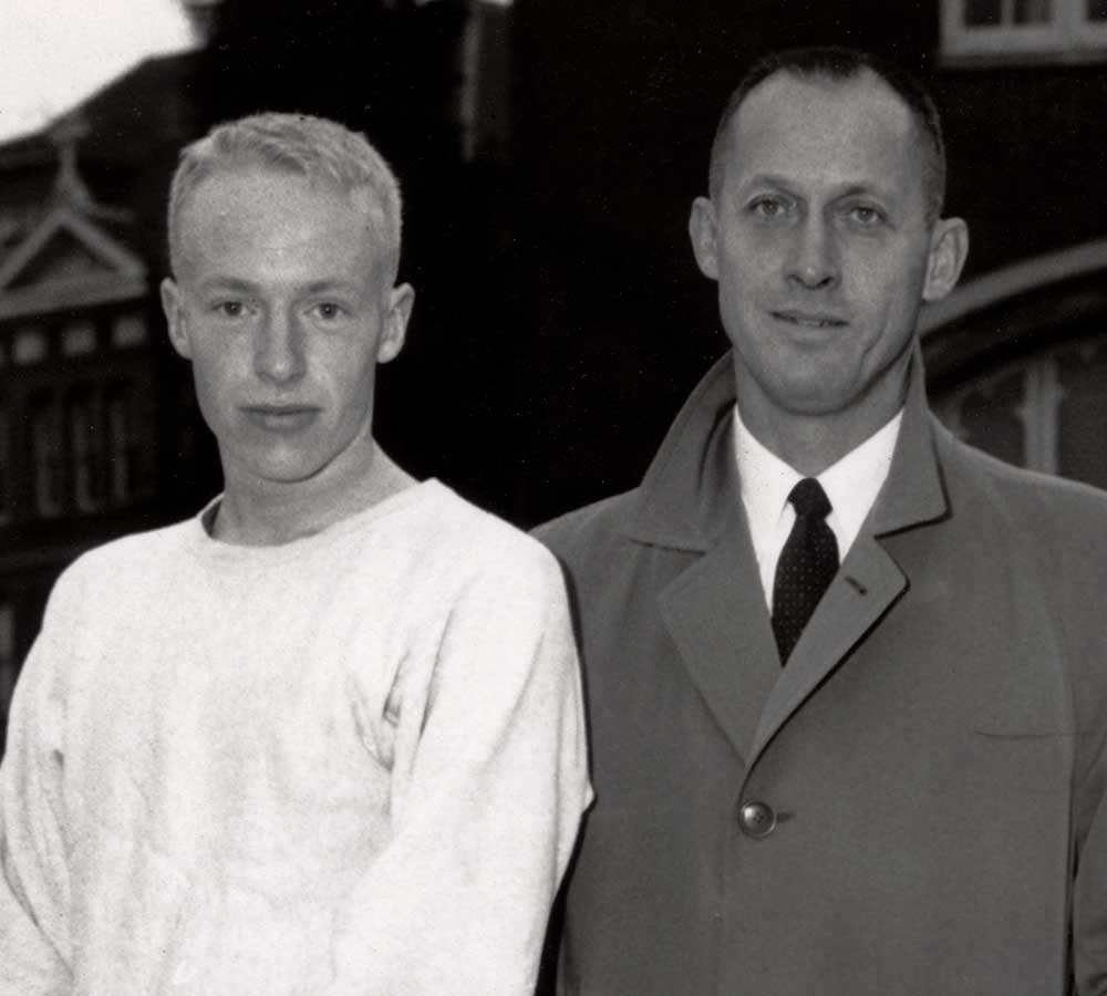Bill Bowerman (right) with Phil Knight in the early 1950s