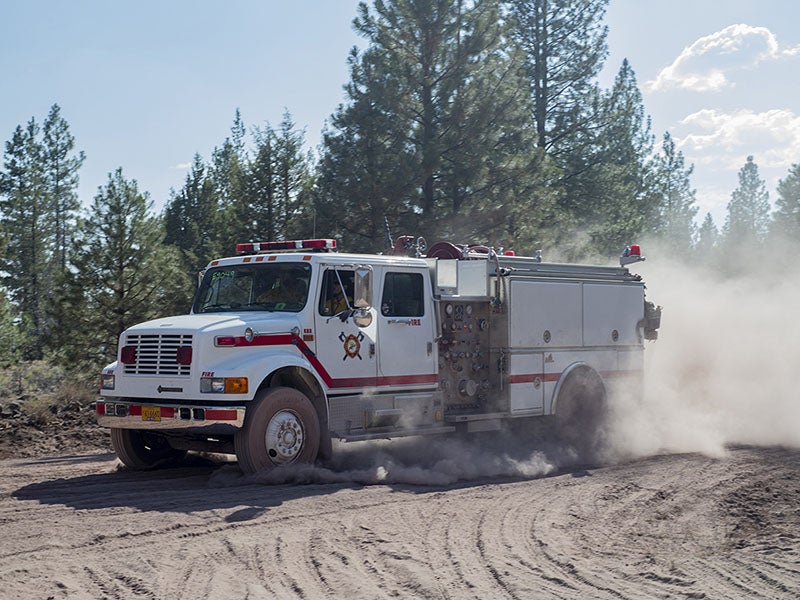 Firefighting truck at the Oregon Bootleg fire in 2021