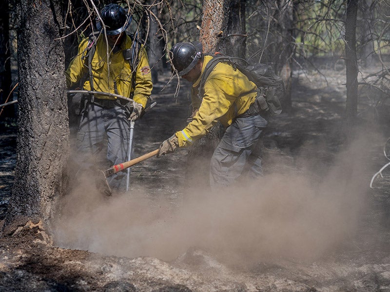 Firefighters working to put out a fire during Oregon's 2020 Bootleg fire