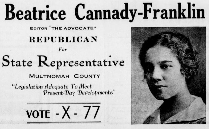 Political ad from Cannady's 1932 campaign for the state legislature.