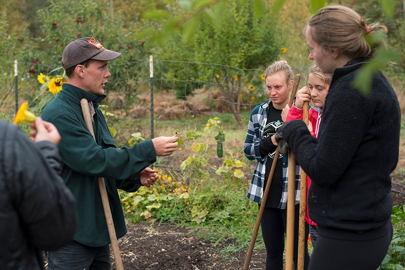 Students learn about local produce and edible weeds and flowers