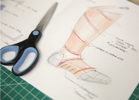 Sara Novak's design sketch looks at how to reduce heel spasms for wheelchair rugby players.