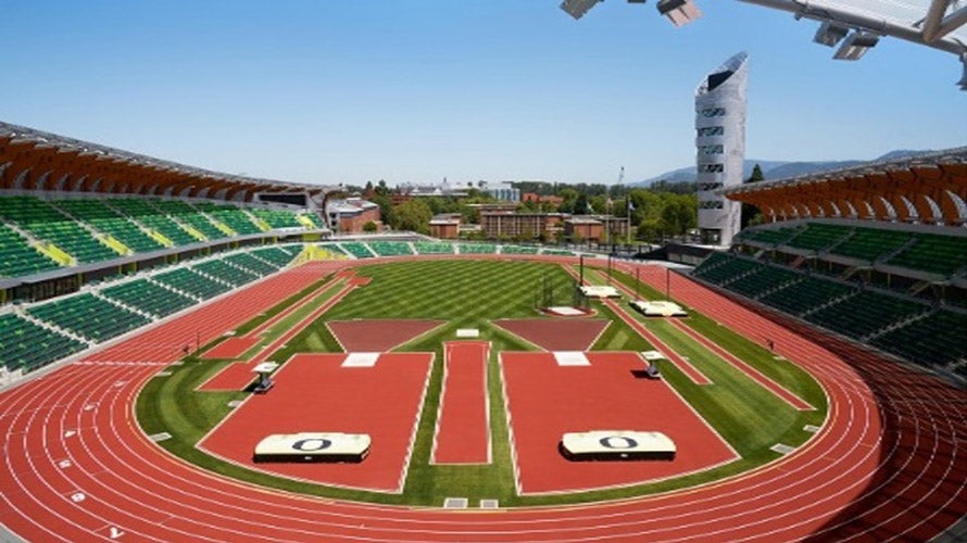 The track and field area at Hayward Field