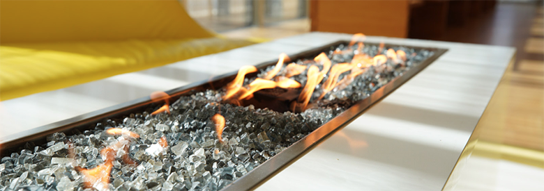Fireplace at Jaqua Center cafe
