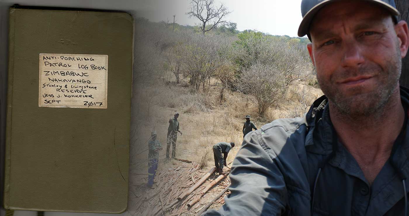 Jess Kokkeler in Africa with his logbook