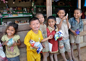 Children in a Laos village