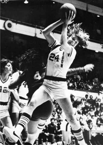 Bev Smith 88 grabs one of her Oregon record 1,362 rebounds