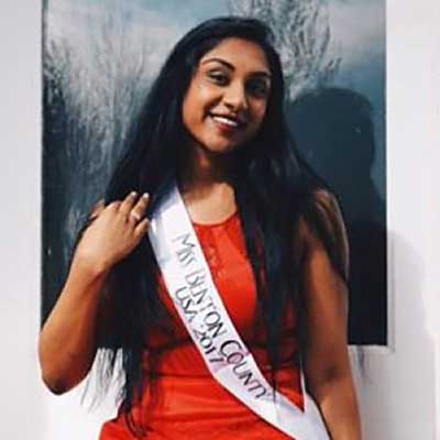 Manju Bangalore wearing her Miss Benton County USA 2017 sash