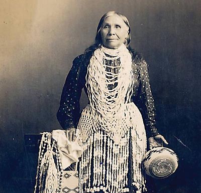 A Siletz Indian woman known as Sixes Julia Megginson. Shown here later in life, she married as a young woman before the outbreak of the Civil War. Photograph courtesy Confederated Tribes of Siletz Indians