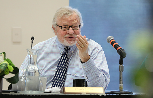 Chuck Lillis speaks to the Board of Trustees (Photo: Charlie Litchfield, University Communications)