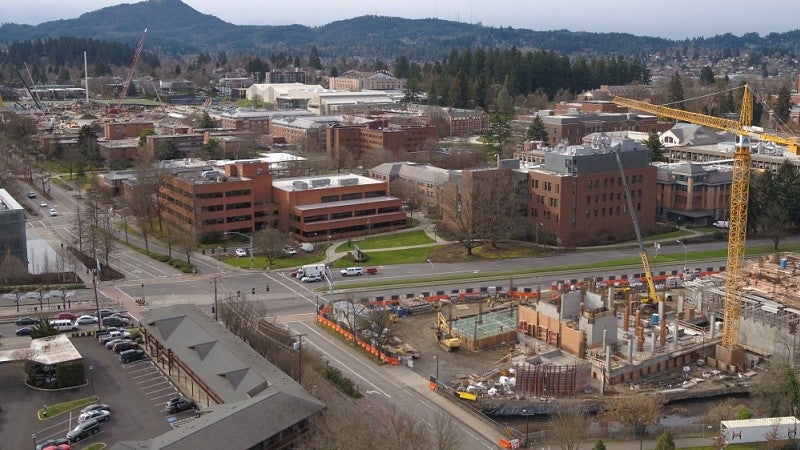 Construction sites on the UO campus