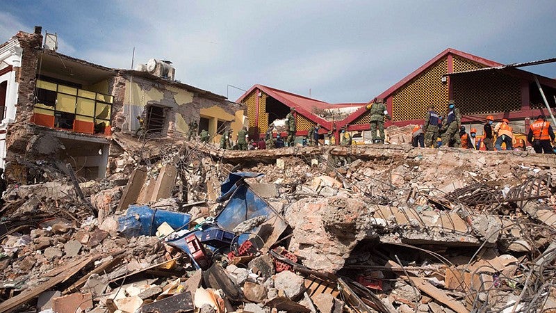 Collapsed buildings in Mexico after the 2017 Tehuantepec earthquake