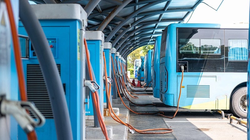 Electric buses in a charging station