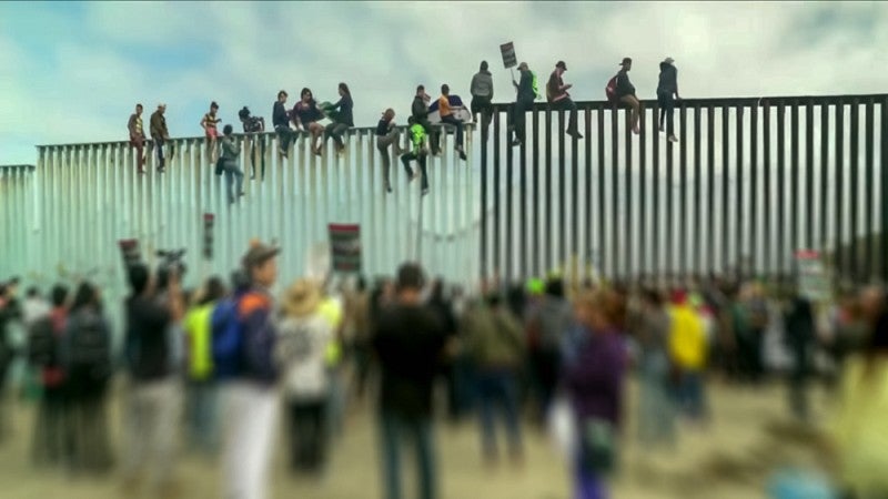 Protest near border wall