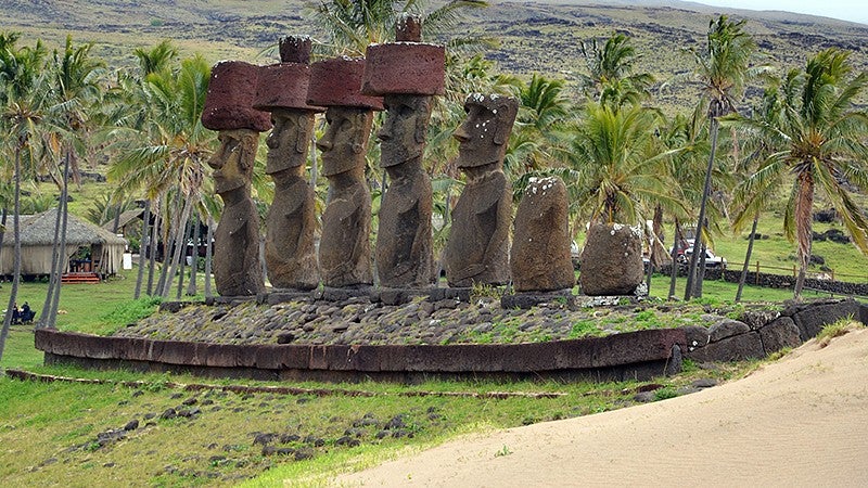 Ahu Nau Nau site at Anakena beach on Easter Island