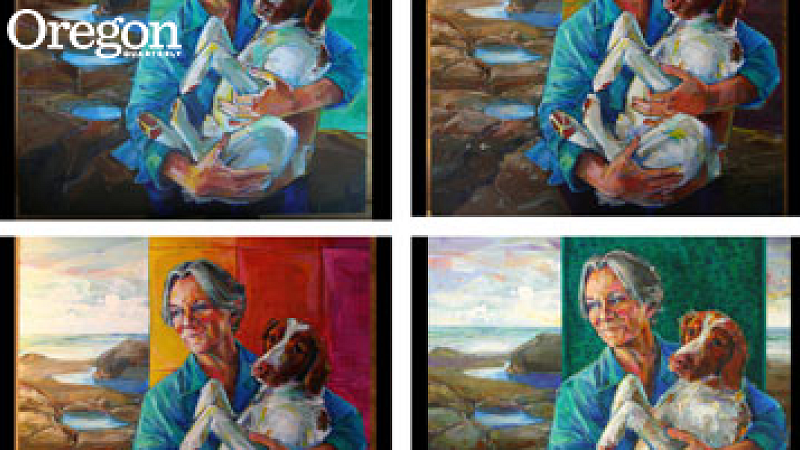 These four images by Portland artist Gwenn Seemel were part of her Pecha Kucha presentation that explored the challenges of artistic creation. Can you find the differences? Paintings by Gwenn Seemel