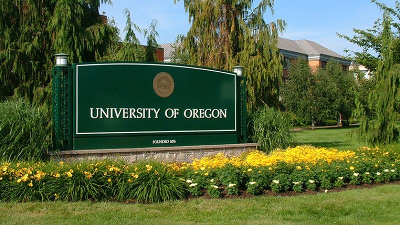 University of Oregon sign near campus entrance
