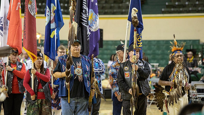 2018 Mother's Day Powwow grand entry with flags