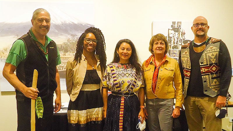 Jason Younker, Amber Starks, Maya activist and teacher Irma Alicia Velasquez Nimatuj, Lynn Stephen, and Kirby Brown at the AirWater Land Symposium