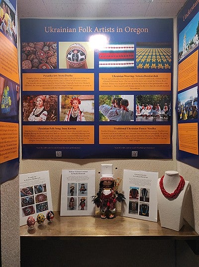 A poster of Ukrainian folk arts in Oregon. (Photo by Molly McPherson, courtesy of The Daily Emerald)