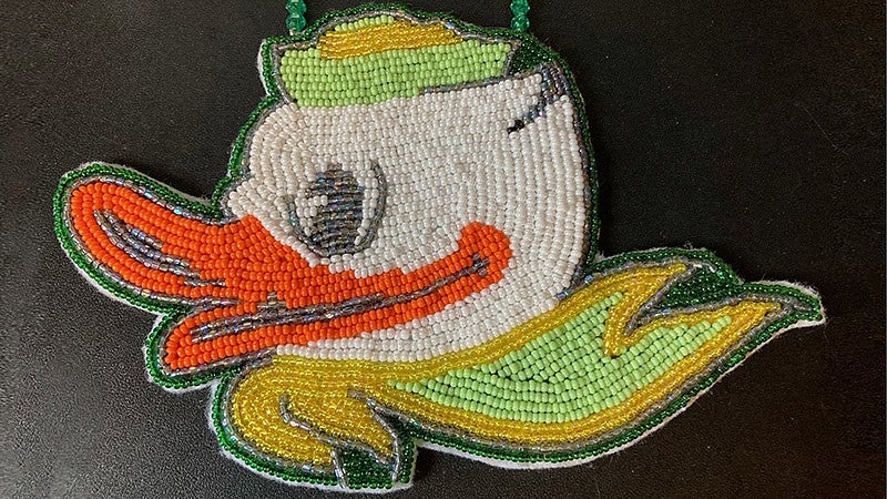 Beaded University of Oregon "Duck" necklaces