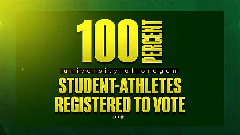 100% of University of Oregon student athletes are registered to vote